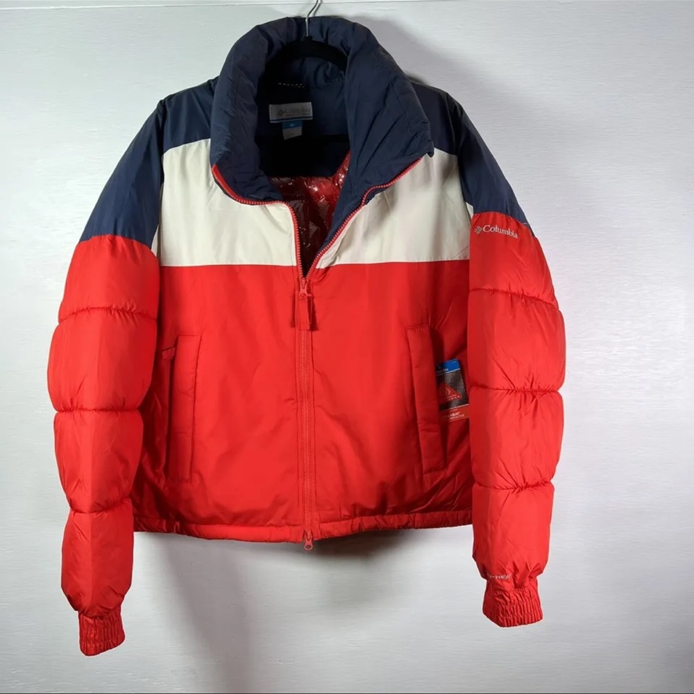 Columbia Pike Lake Cropped Jacket Womens XXL Red White Blue Insulated New